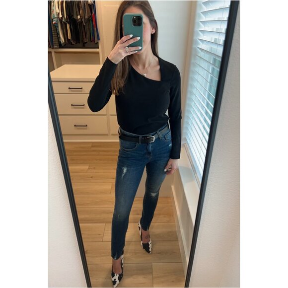 NWT - Black Asymmetrical Long Sleeve Top - Picture 5 of 6